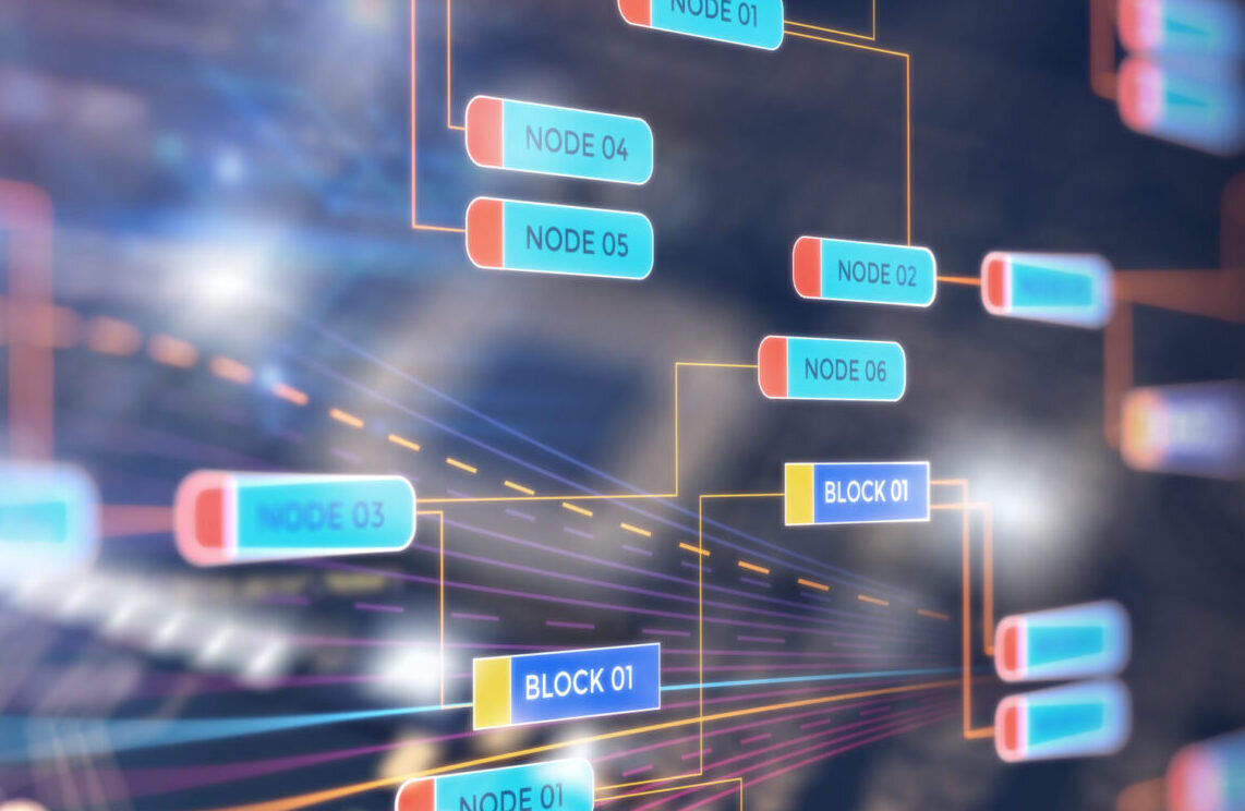 Block chain network concept on technology background